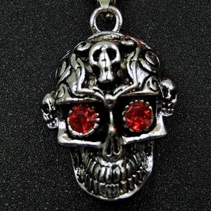Goth Red Eyed Skull Pendant NWT